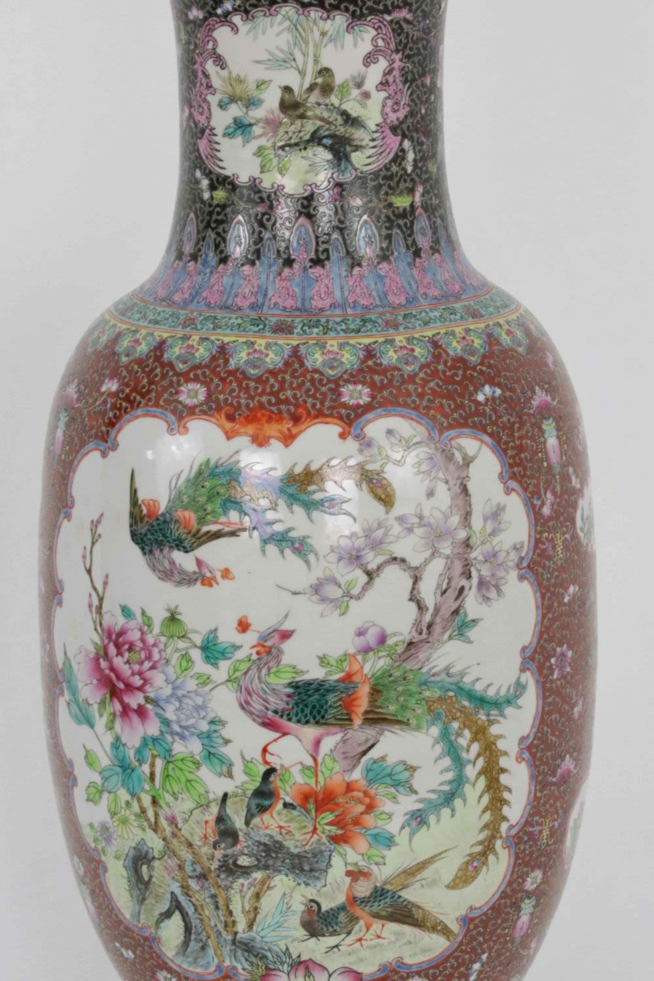 A large Chinese famille rose baluster vase, 20th Century - Image 4 of 7