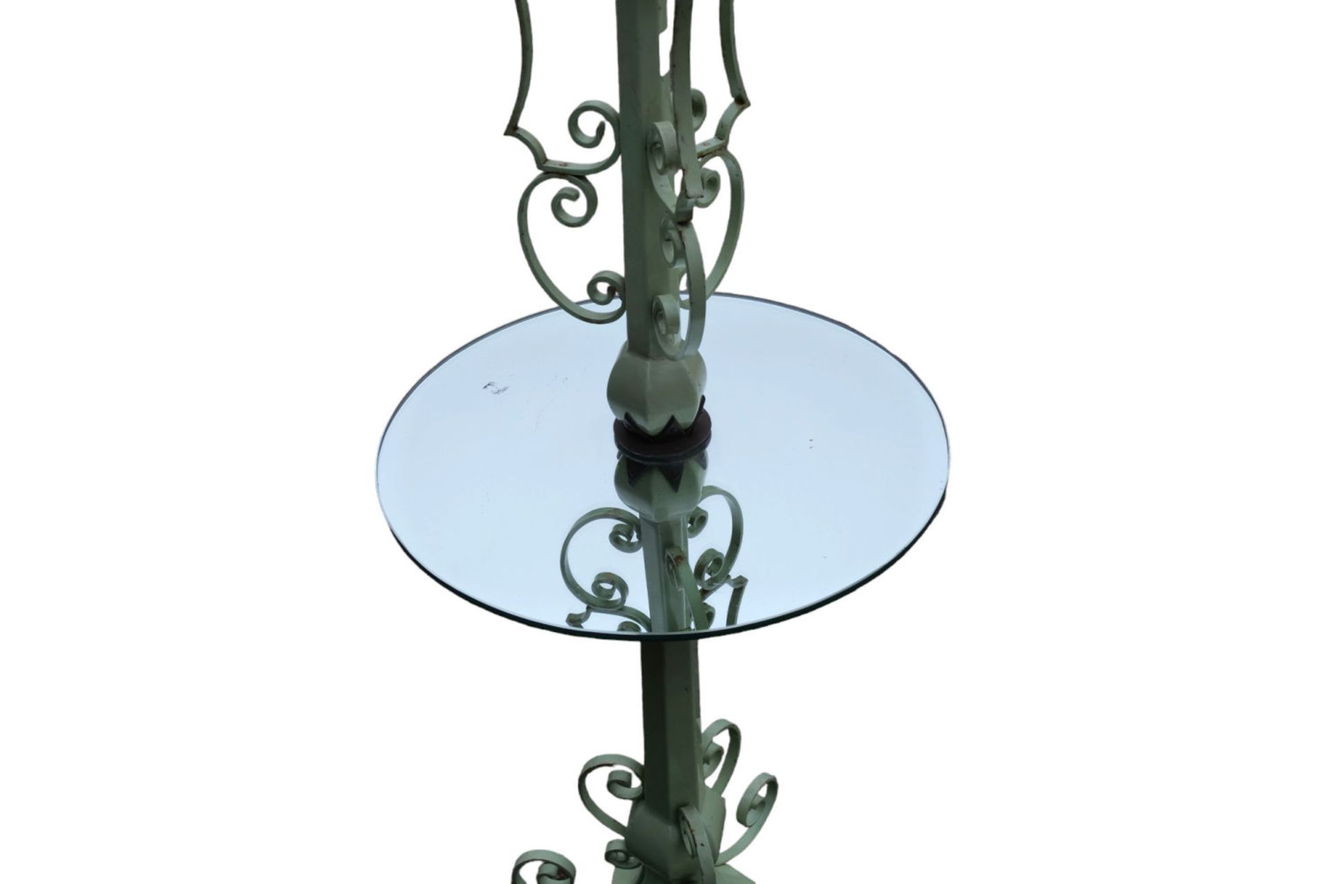 An Art Deco metal floor Lamp and glass table in the manner of René Prou, Circa 1930/1940 - Image 3 of 6