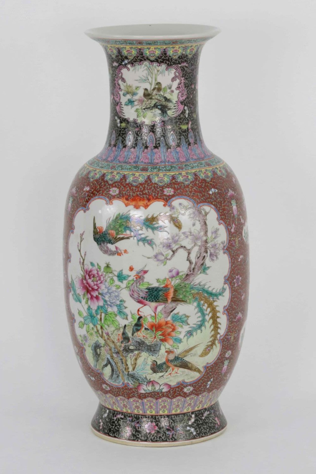 A large Chinese famille rose baluster vase, 20th Century - Image 3 of 7