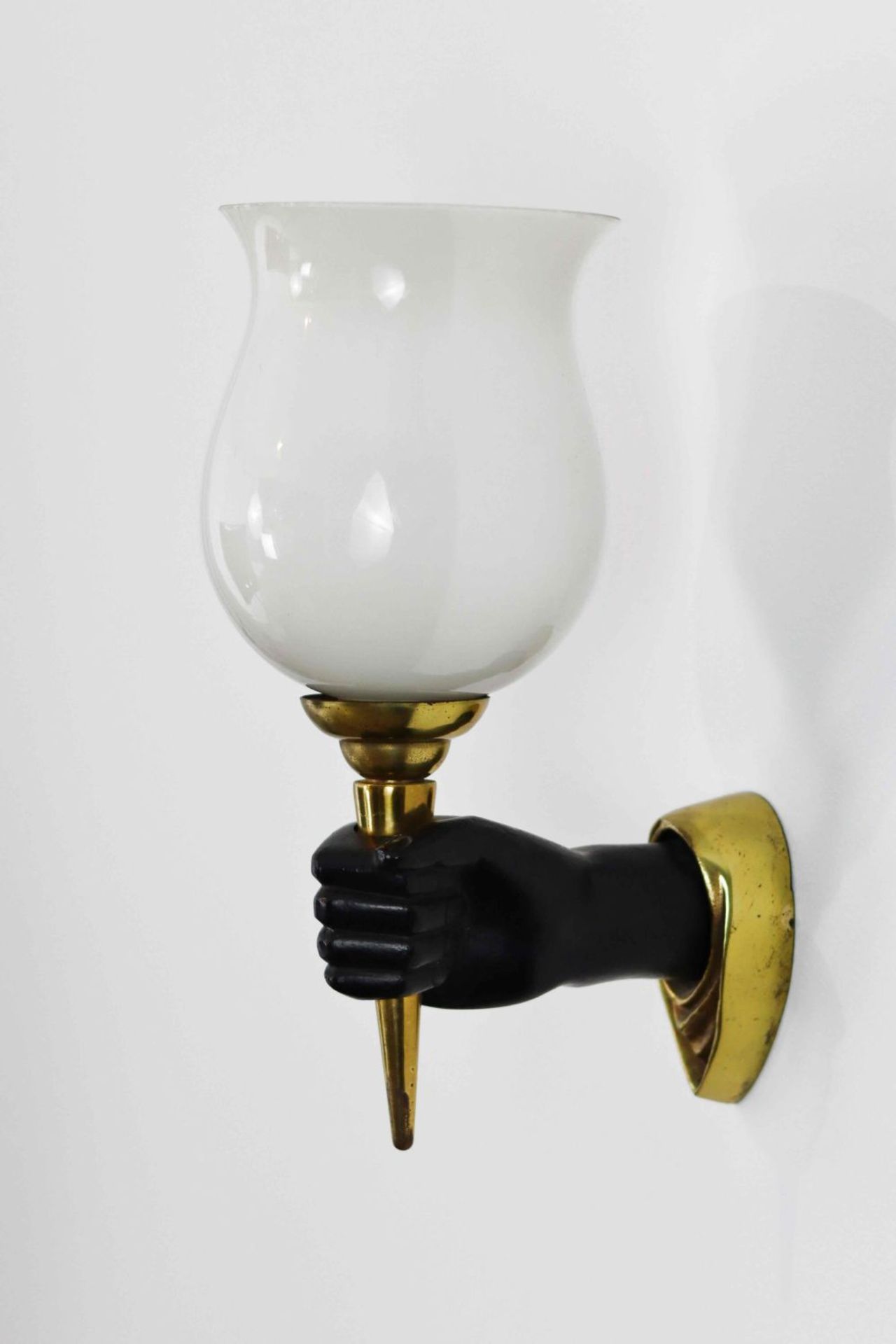 A hand sconce, bronze and black patinated iron, 20th Century - Image 3 of 5