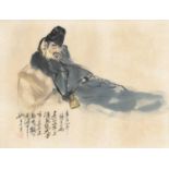 Li Bai sleeping, ink and colours on paper, in the style of Fan Zeng (ca. 1938)