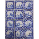 A lot of 12 Delft tiles from the end of the 19th century (c. 1880)