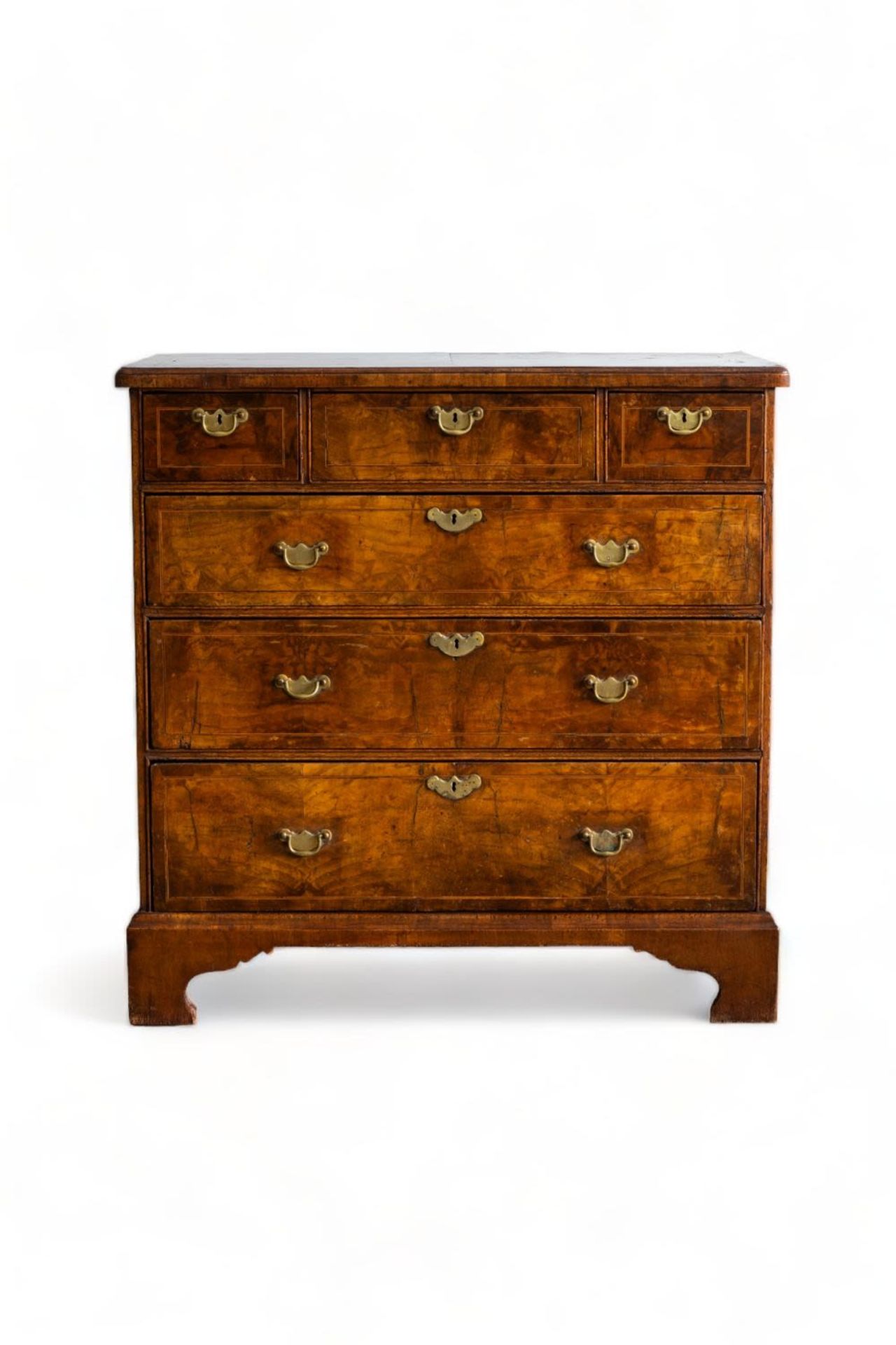 An English George I walnut chest with three short and three long graduated drawers, first half 18th  - Image 3 of 7