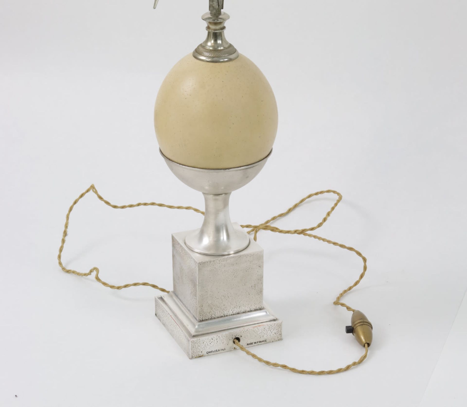 An original silvered Maison Charles ostrich egg table lamp, Circa 1950/1970 - Image 2 of 3