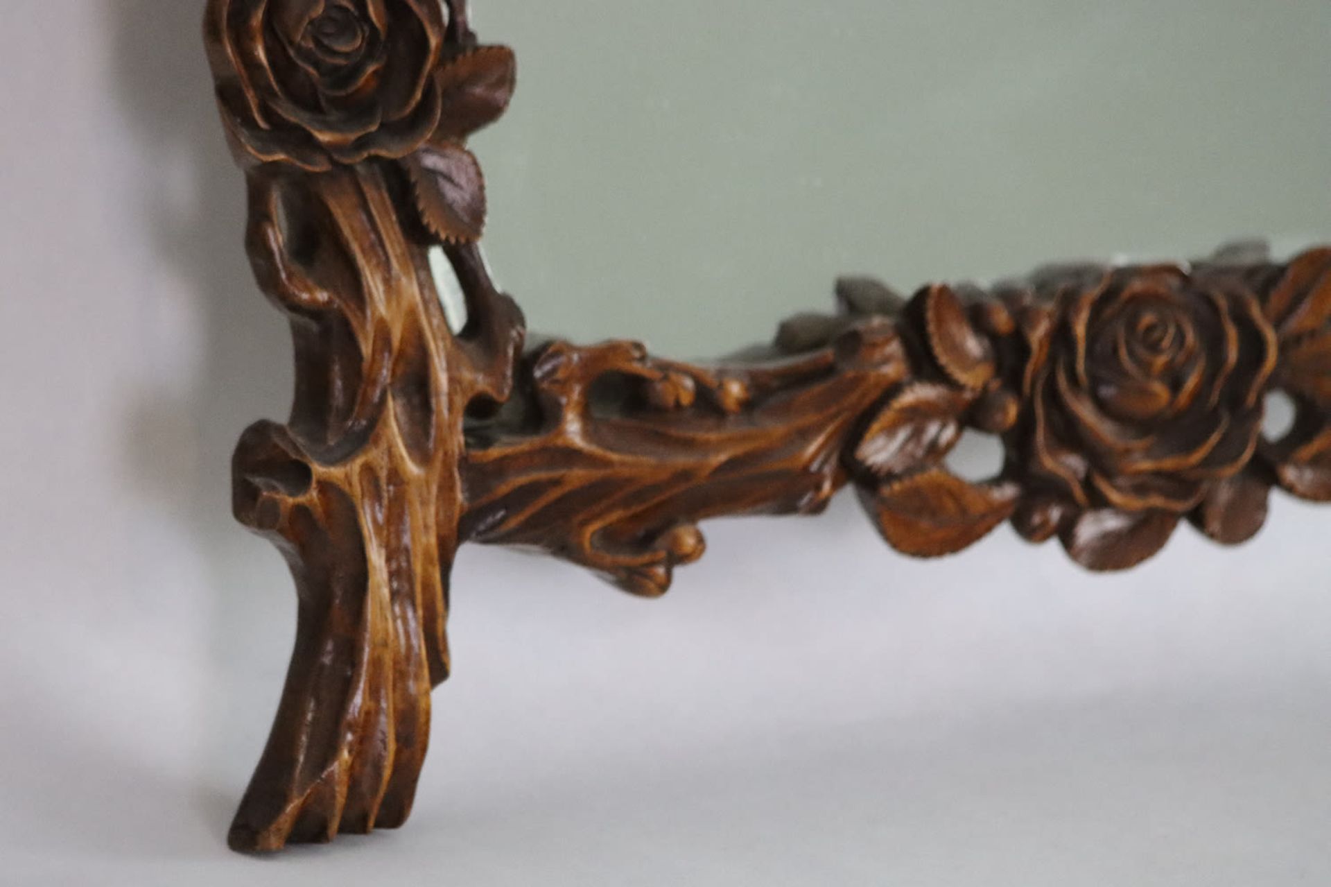 A Chinese mirror shaped with carved flowers and branches, first half 20th Century - Image 5 of 7