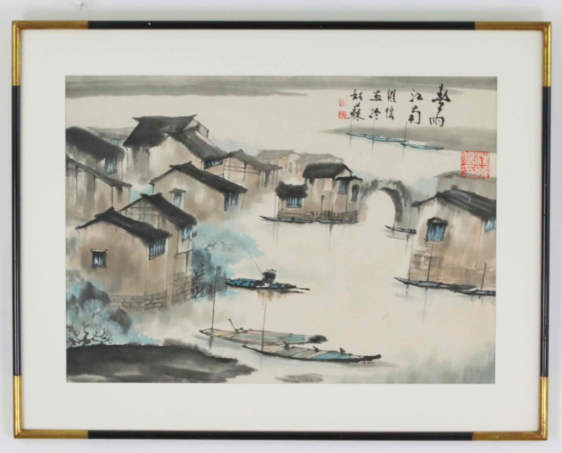 A Chinese Ink painting of a waterside scenery, Chen Weixin (1960)