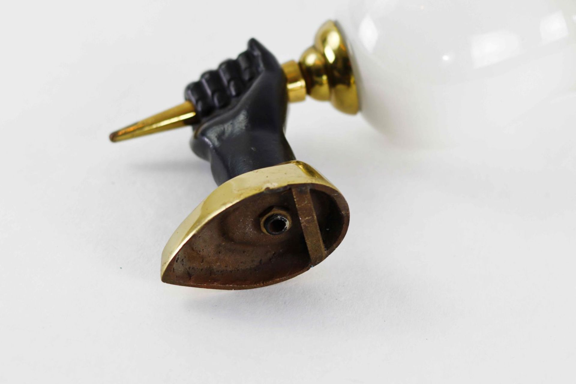 A hand sconce, bronze and black patinated iron, 20th Century - Image 4 of 5