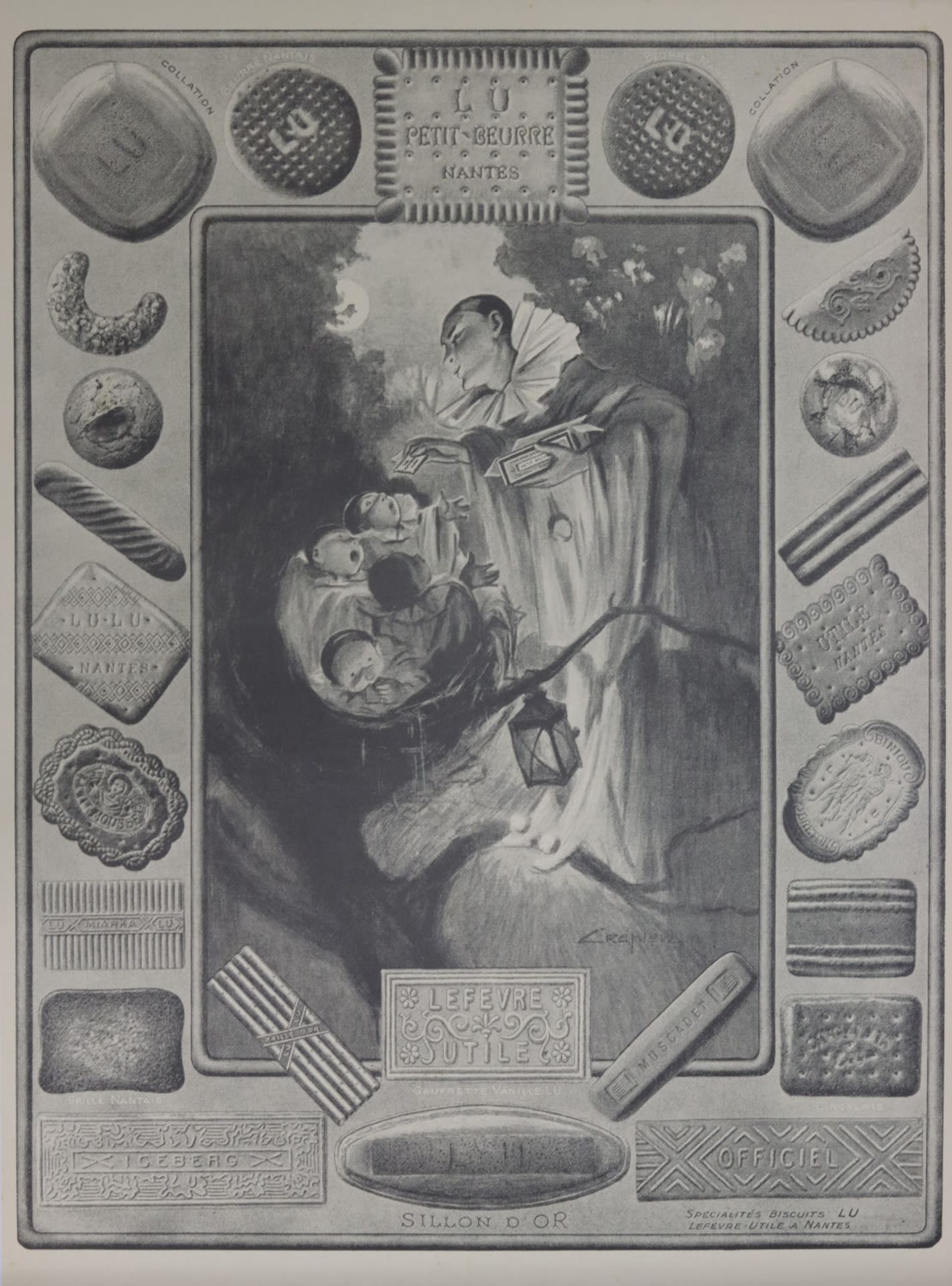 An original poster for LU (Lefèvre-Utile), Pierrot Crépien, Circa 1928