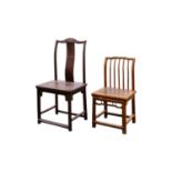 Two Chinese hardwood chairs, 20th century