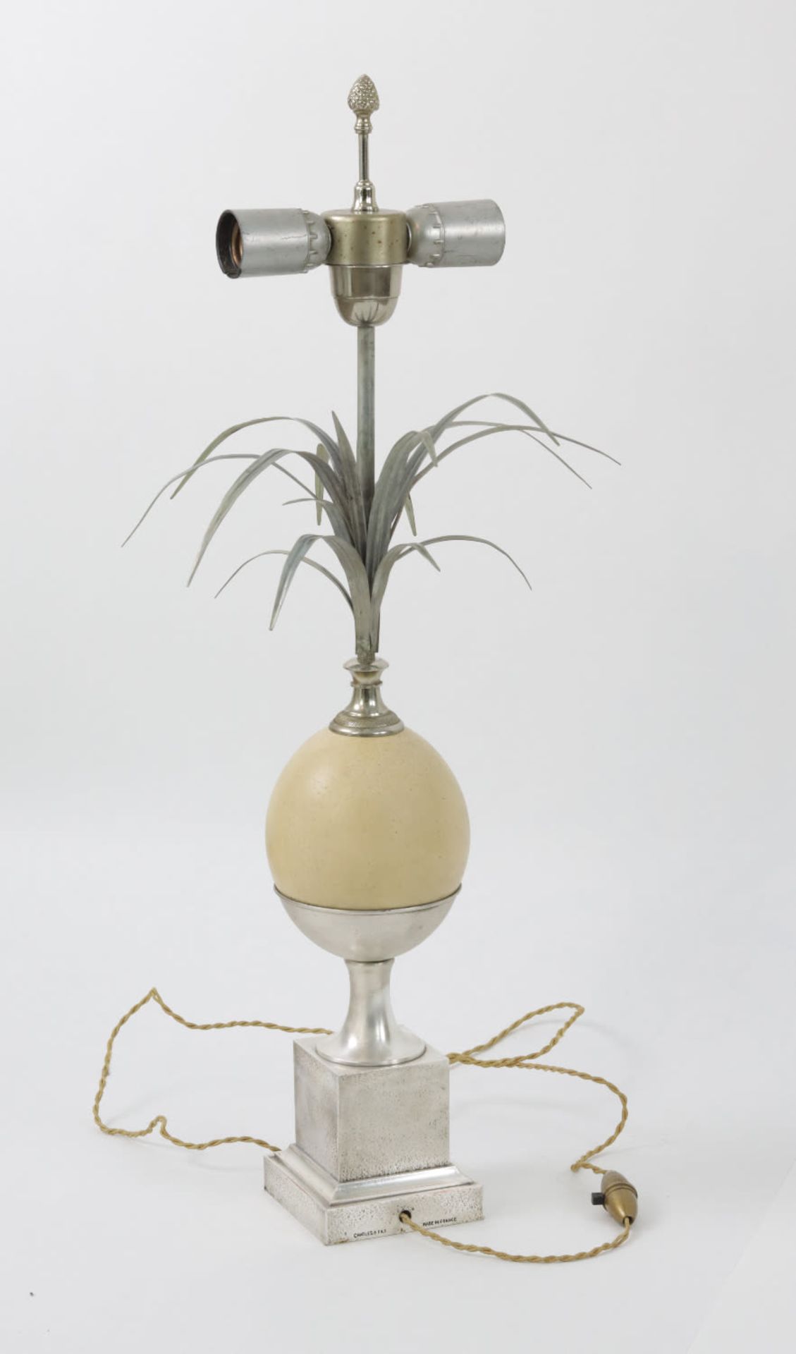 An original silvered Maison Charles ostrich egg table lamp, Circa 1950/1970 - Image 3 of 3