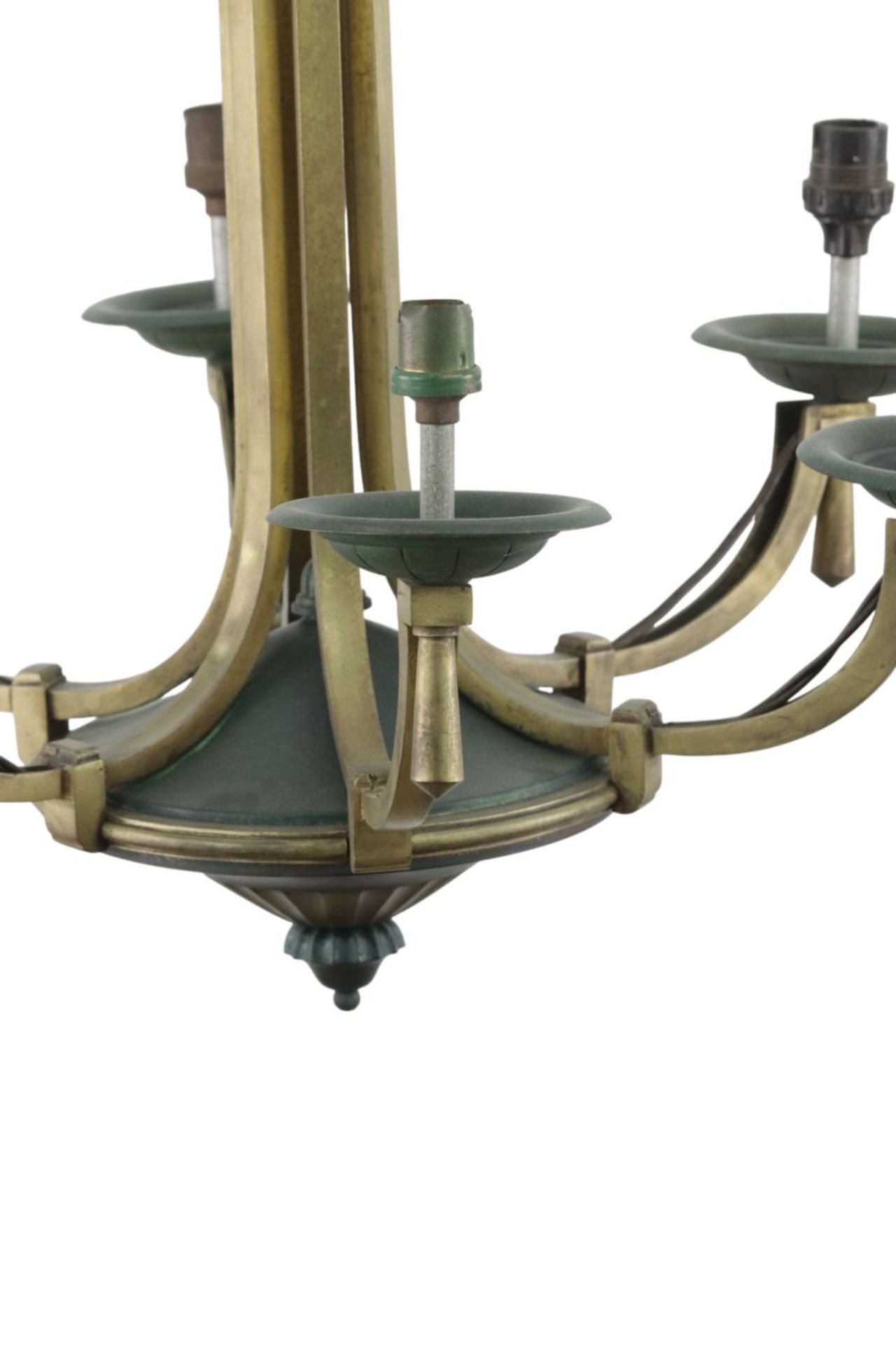 A bronze Six-light chandelier by Henri Petitot, first half of the 20th Century. - Bild 2 aus 6