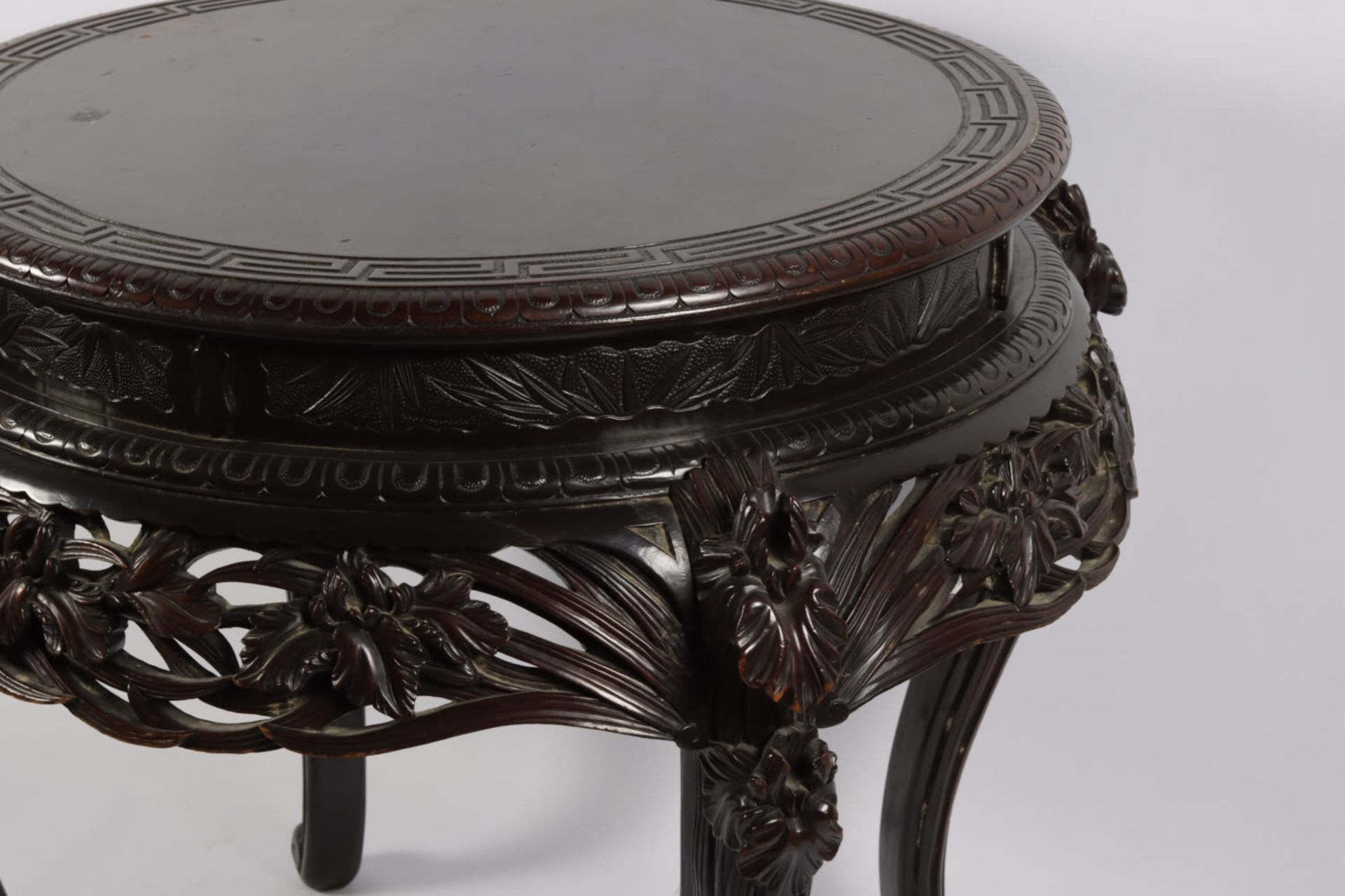 A Japanese carved wooden iris table, Meiji period (1868-1912) - Image 2 of 8