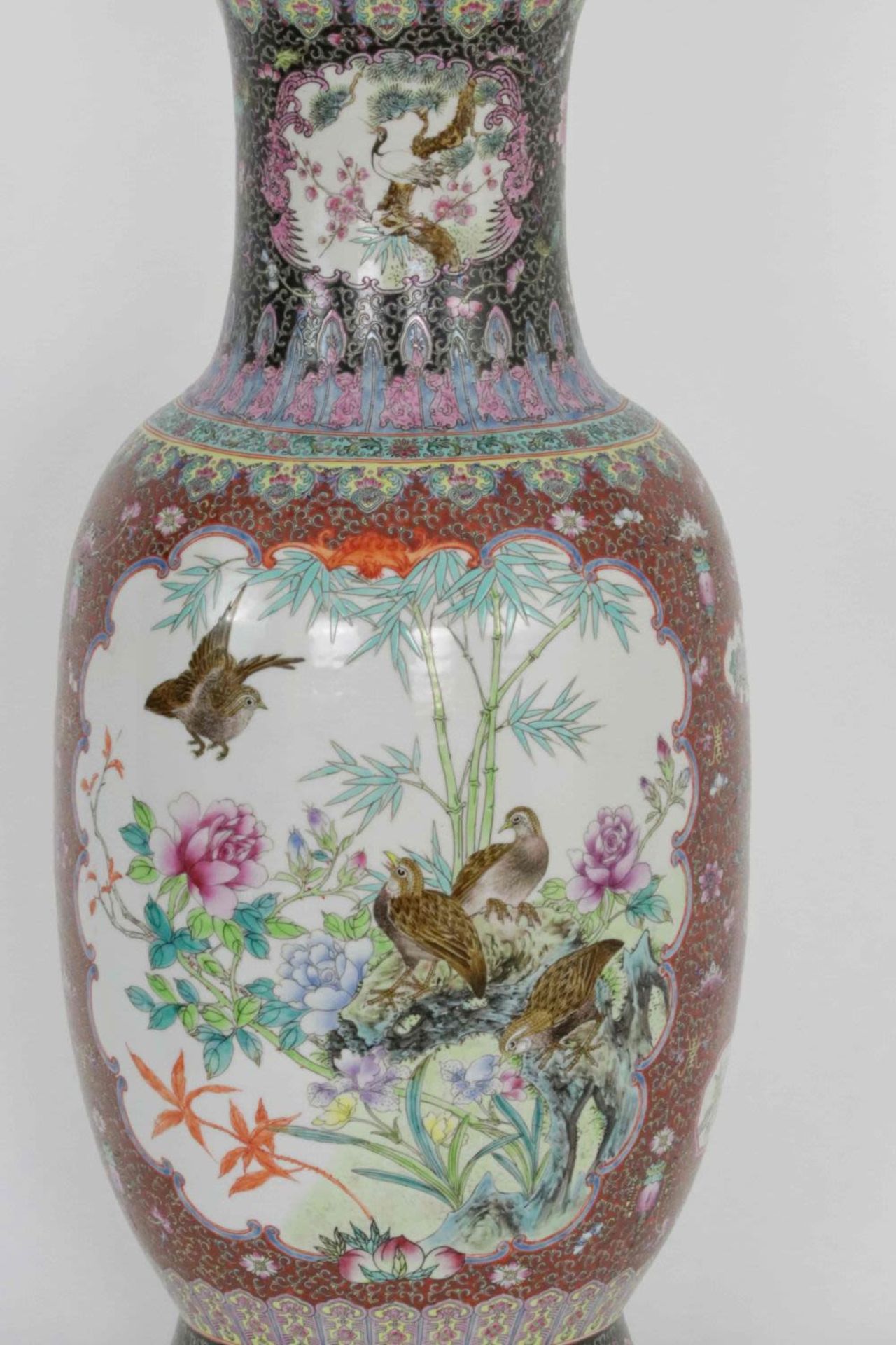 A large Chinese famille rose baluster vase, 20th Century - Image 2 of 7