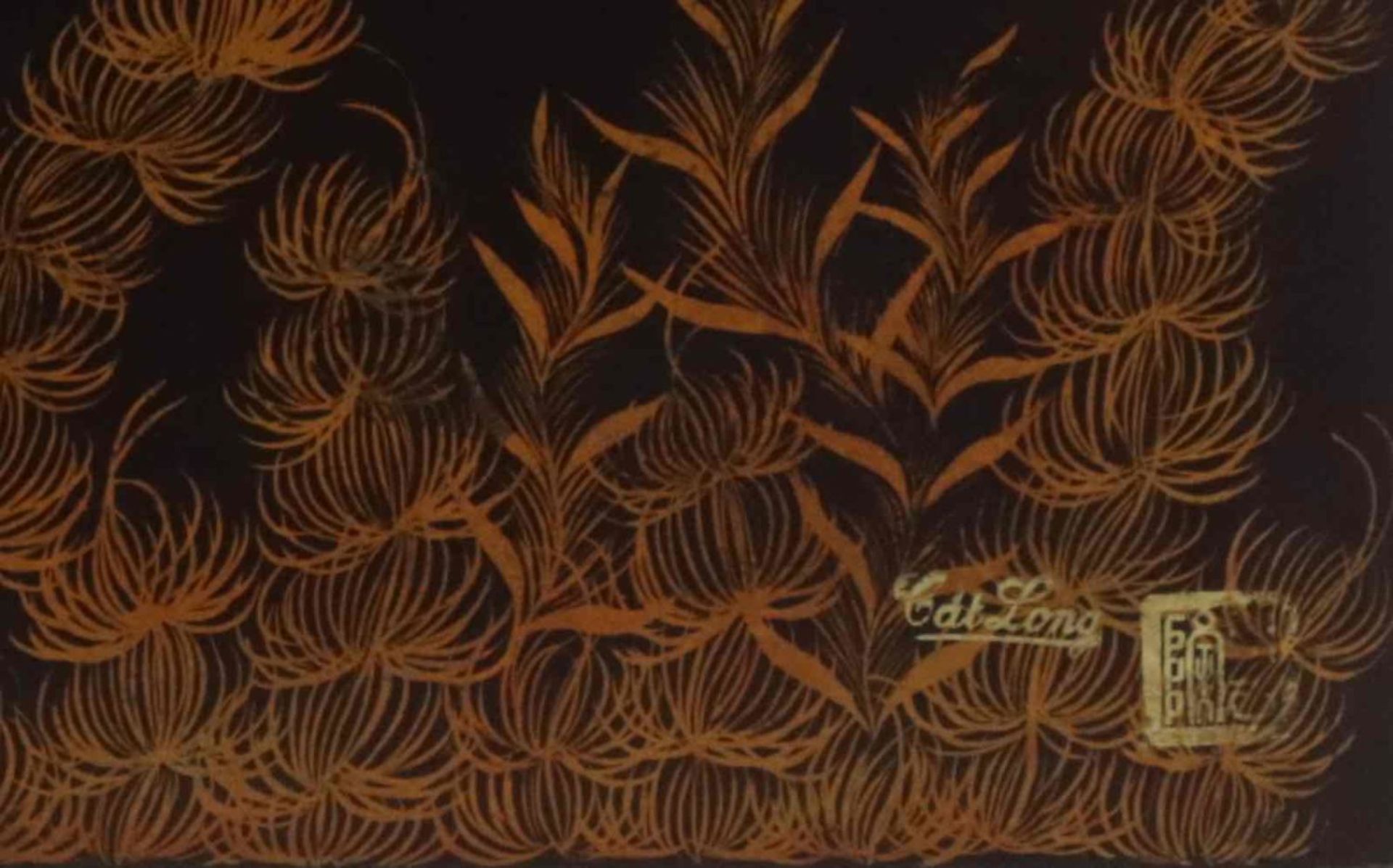 A pair of Polychrome lacquer wood panels depicting goldfishes, Cat Long (XXth) - Image 2 of 4