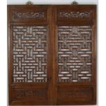 Set of two Chinese pine wood open fretwork panels