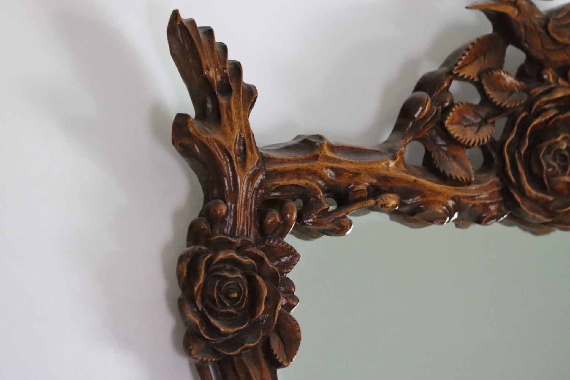 A Chinese mirror shaped with carved flowers and branches, first half 20th Century - Image 3 of 7