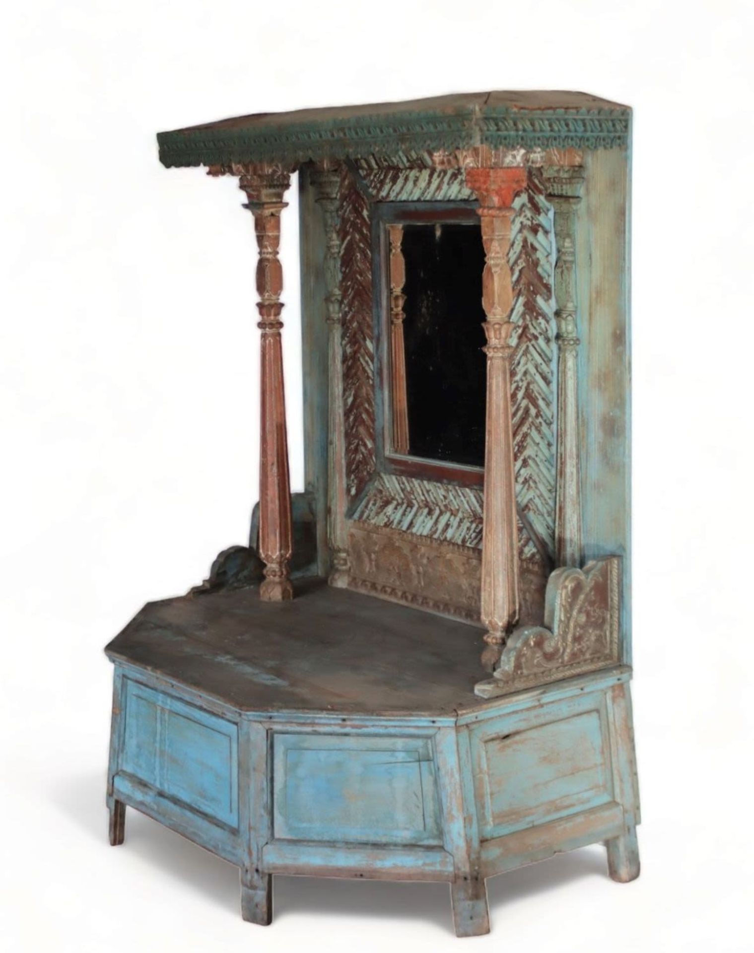 An Indian polychrome teakwood Mandir or Altar, first half 20th Century