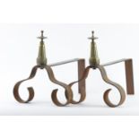 A pair of Louis XVI style fire andirons, 19th Century