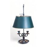 A silver plated bouillotte three-light lamp by Maison Charles, 20th Century