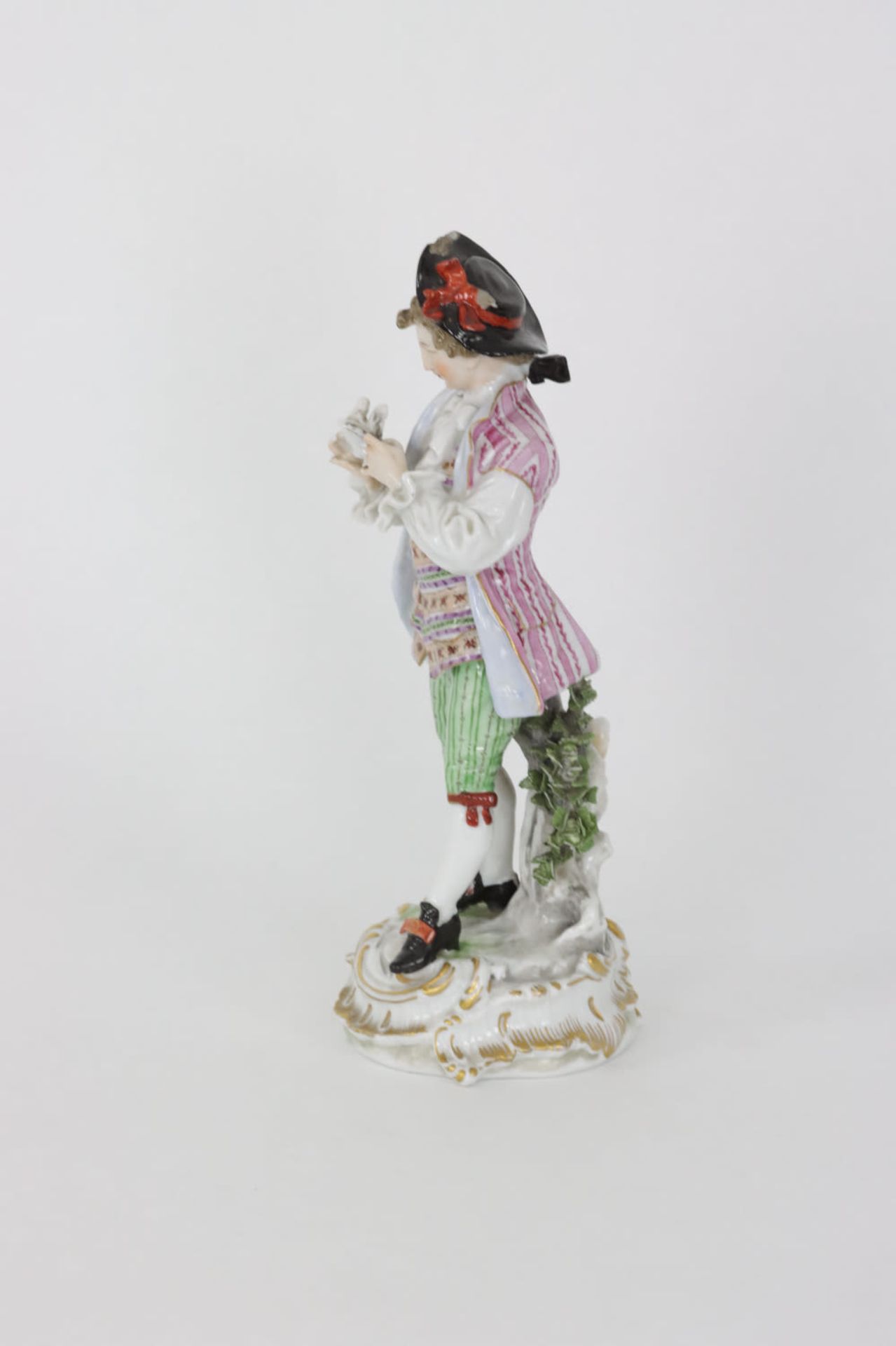A porcelain statue of a gentleman holding a dove, first quarter 20th Century - Image 2 of 6