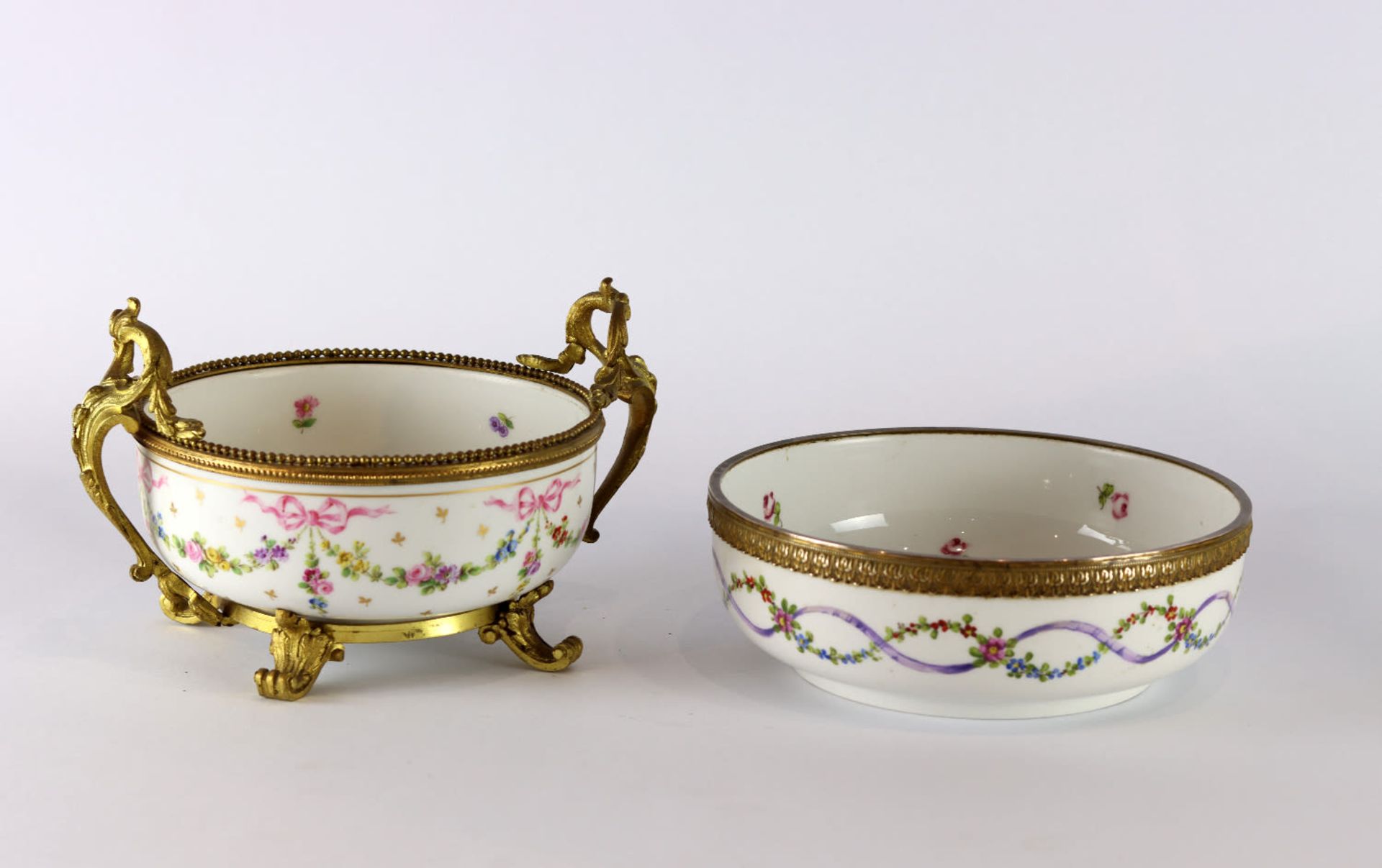 A pair of French ormolu-mounted porcelain comport, 19th Century