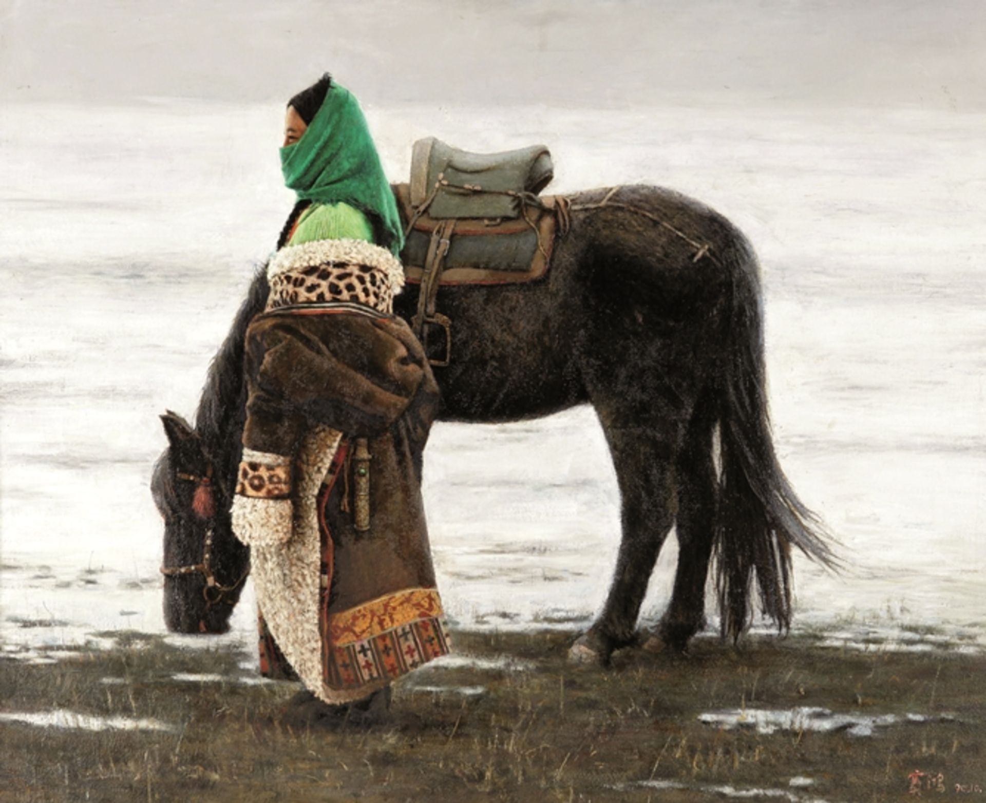 Wanderin mit Pferd