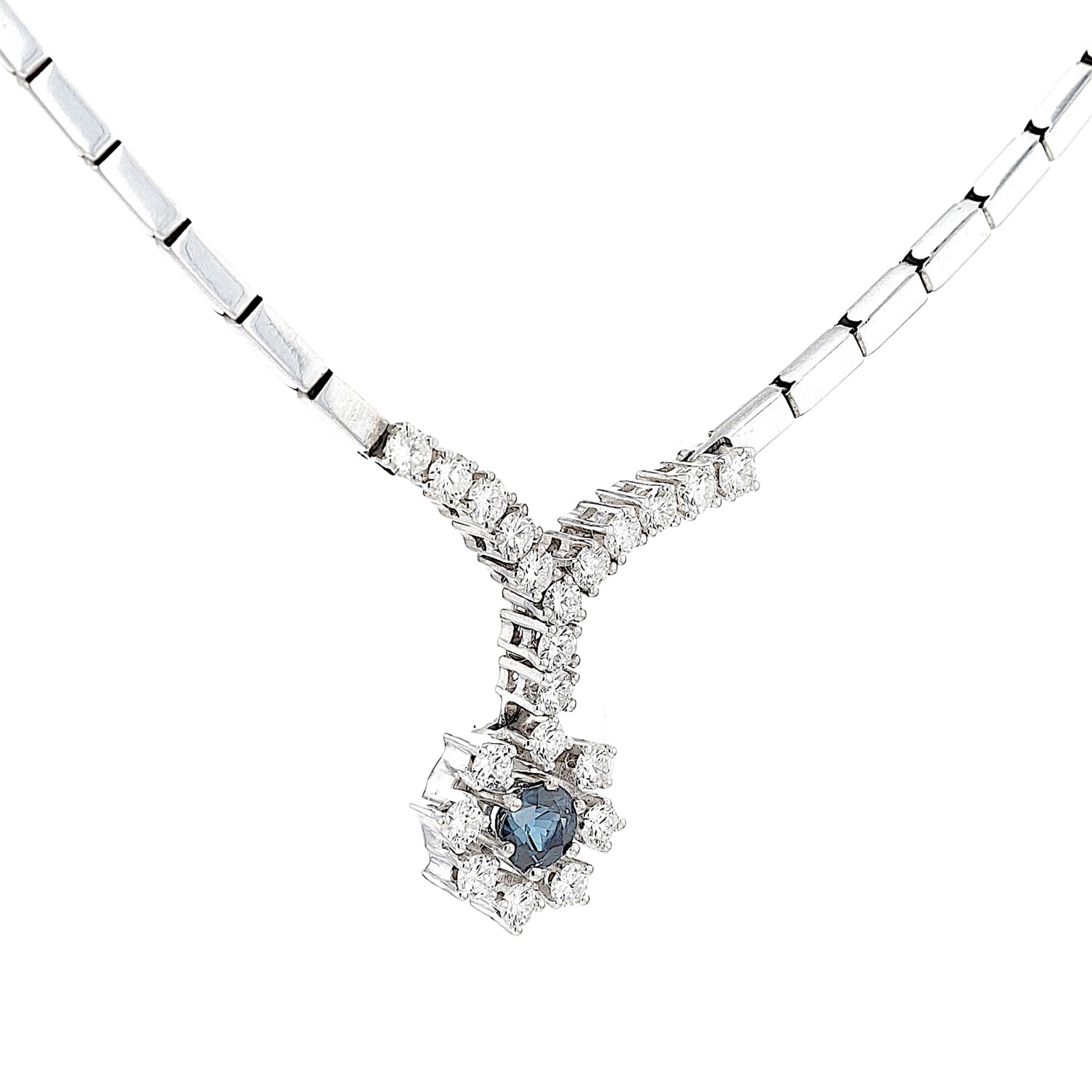 Necklace with brilliants and a sapphire - Image 3 of 6