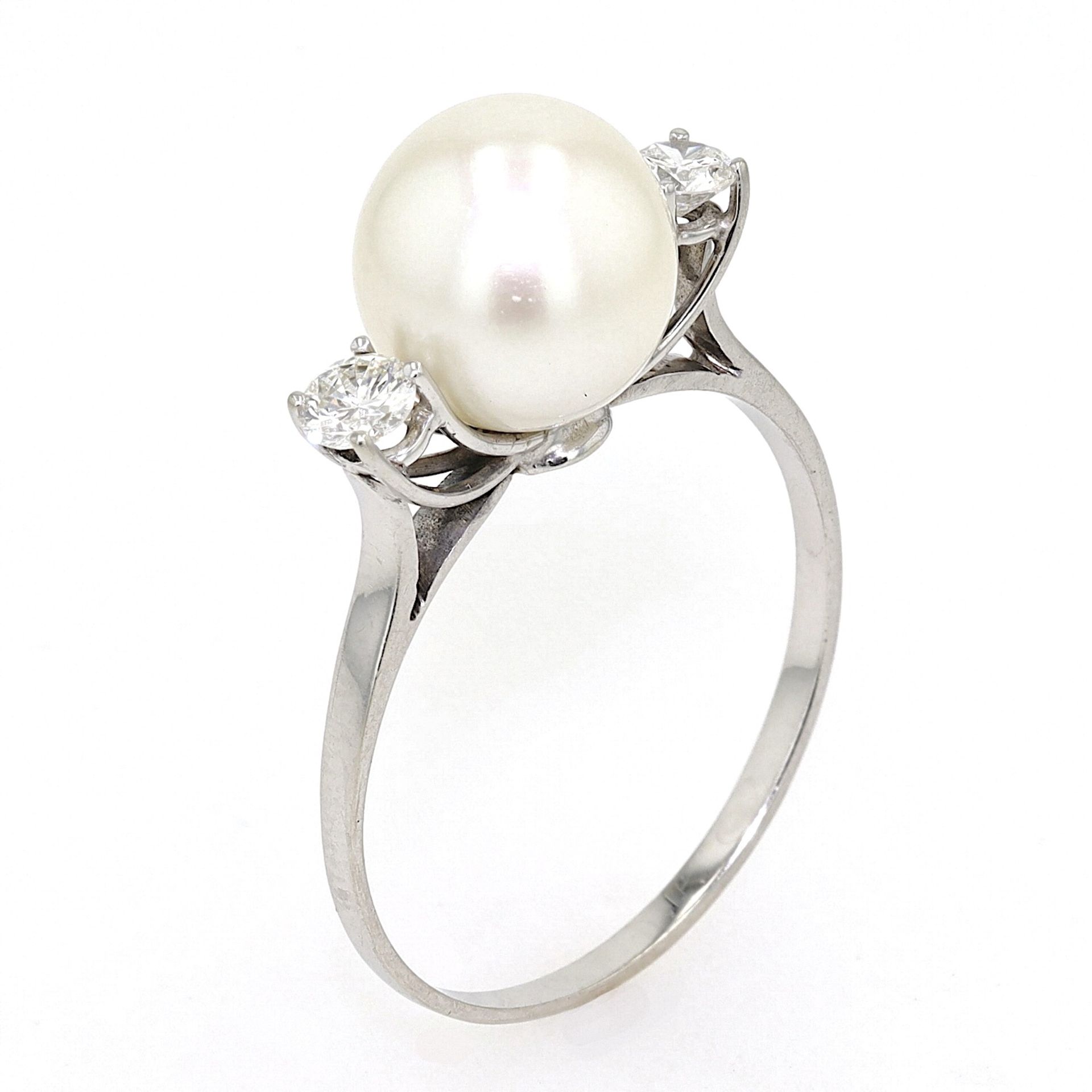 Ring with cultured pearl and brilliants - Image 5 of 5