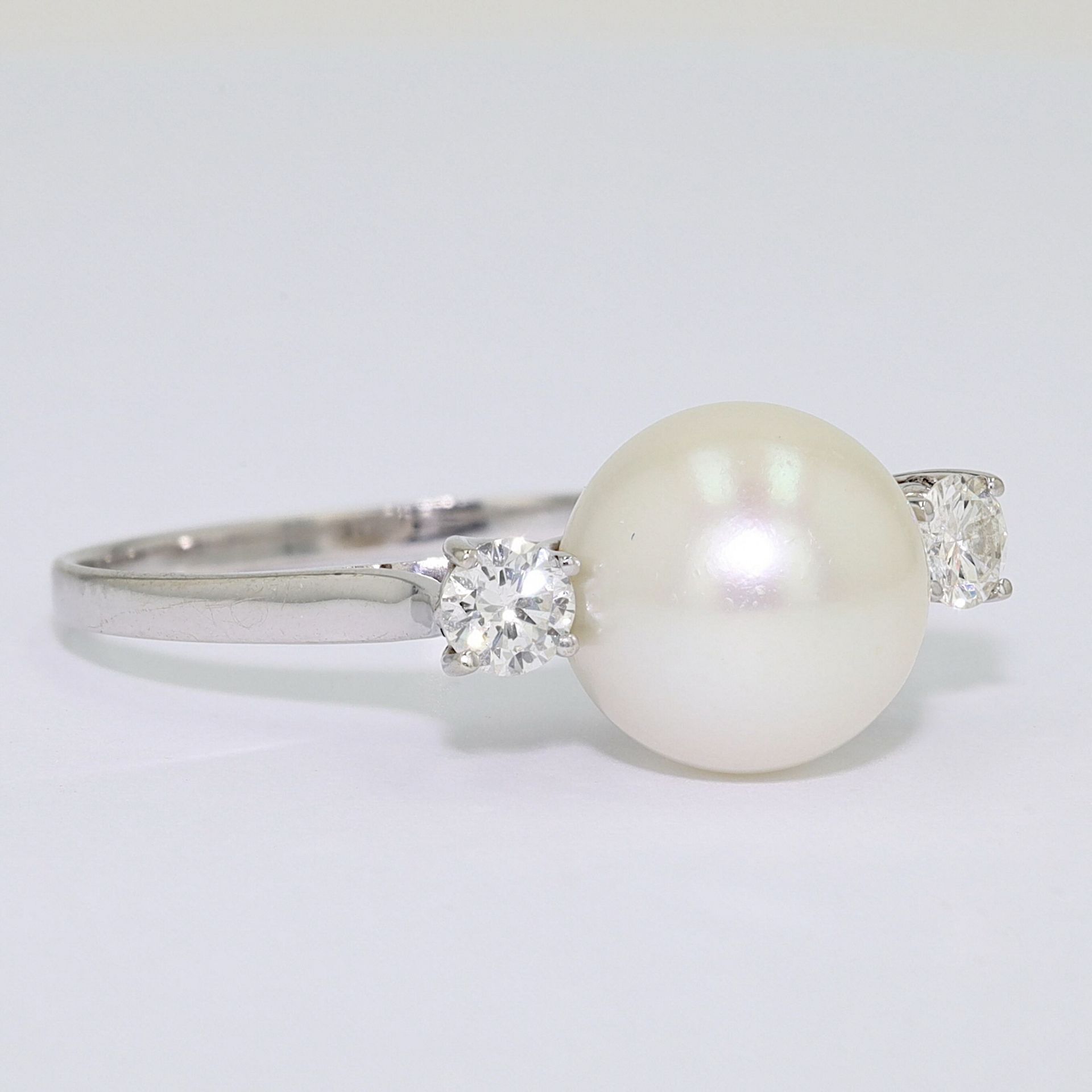 Ring with cultured pearl and brilliants - Image 3 of 5