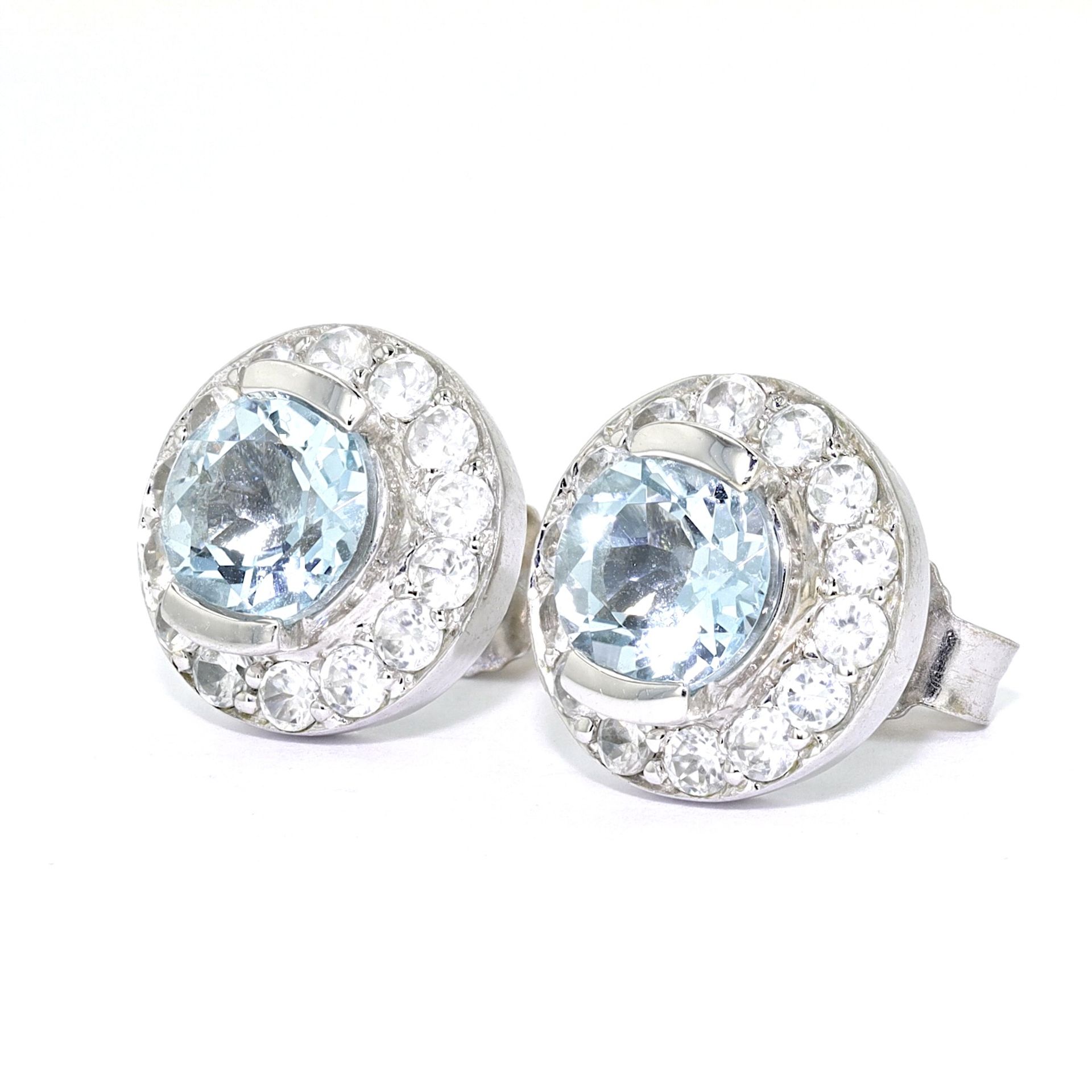 1 pair of stud earrings with topazes and zirconia - Image 2 of 4