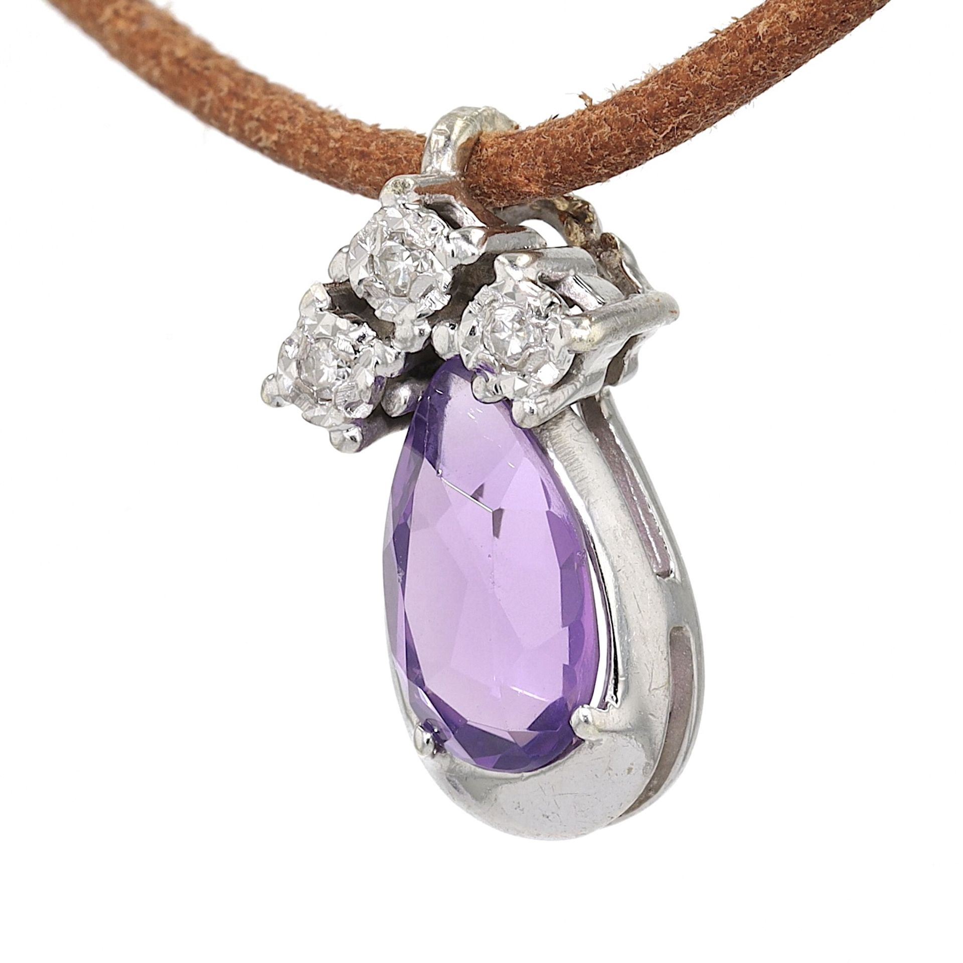 Pendant with amethyst and diamonds - Image 2 of 4