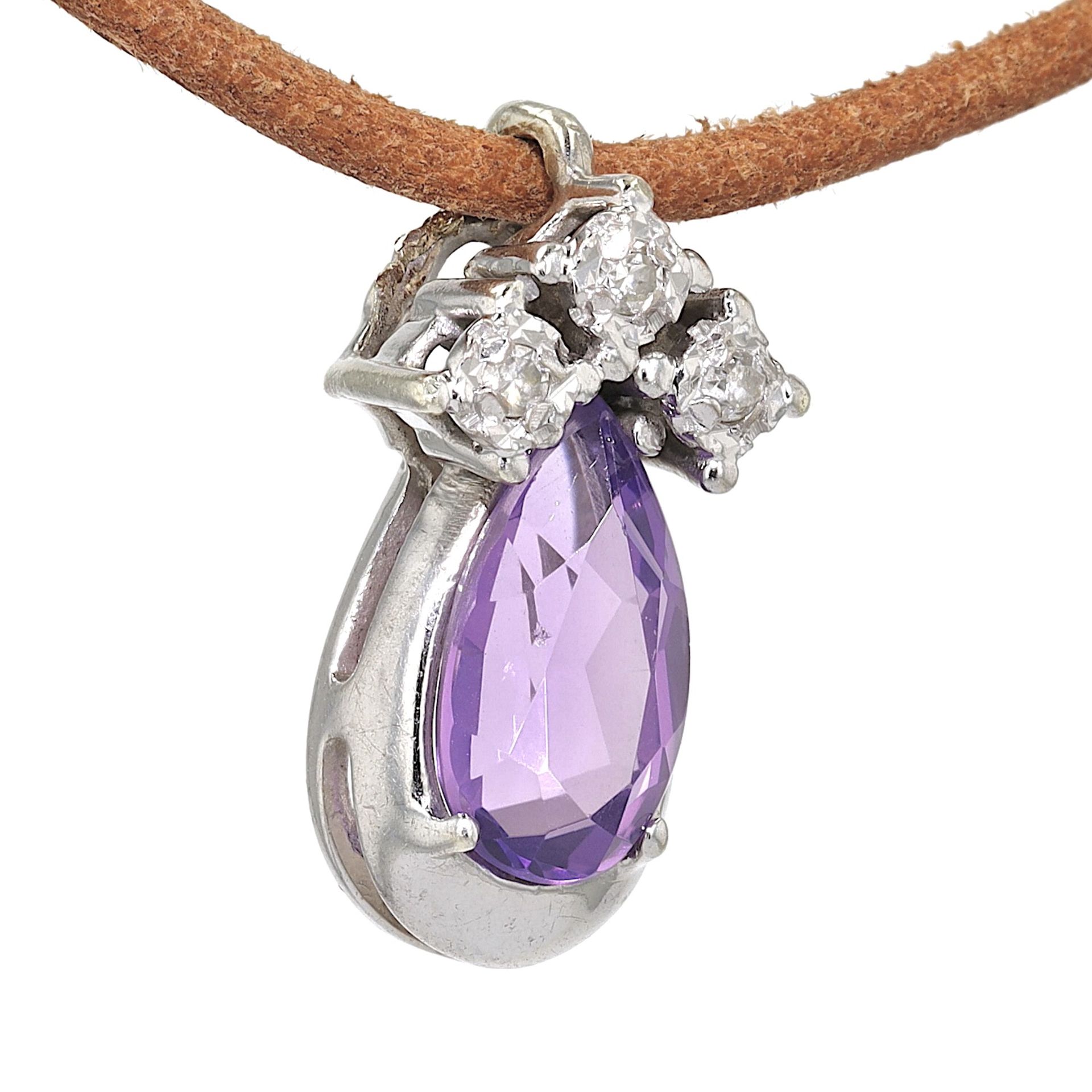 Pendant with amethyst and diamonds - Image 3 of 4
