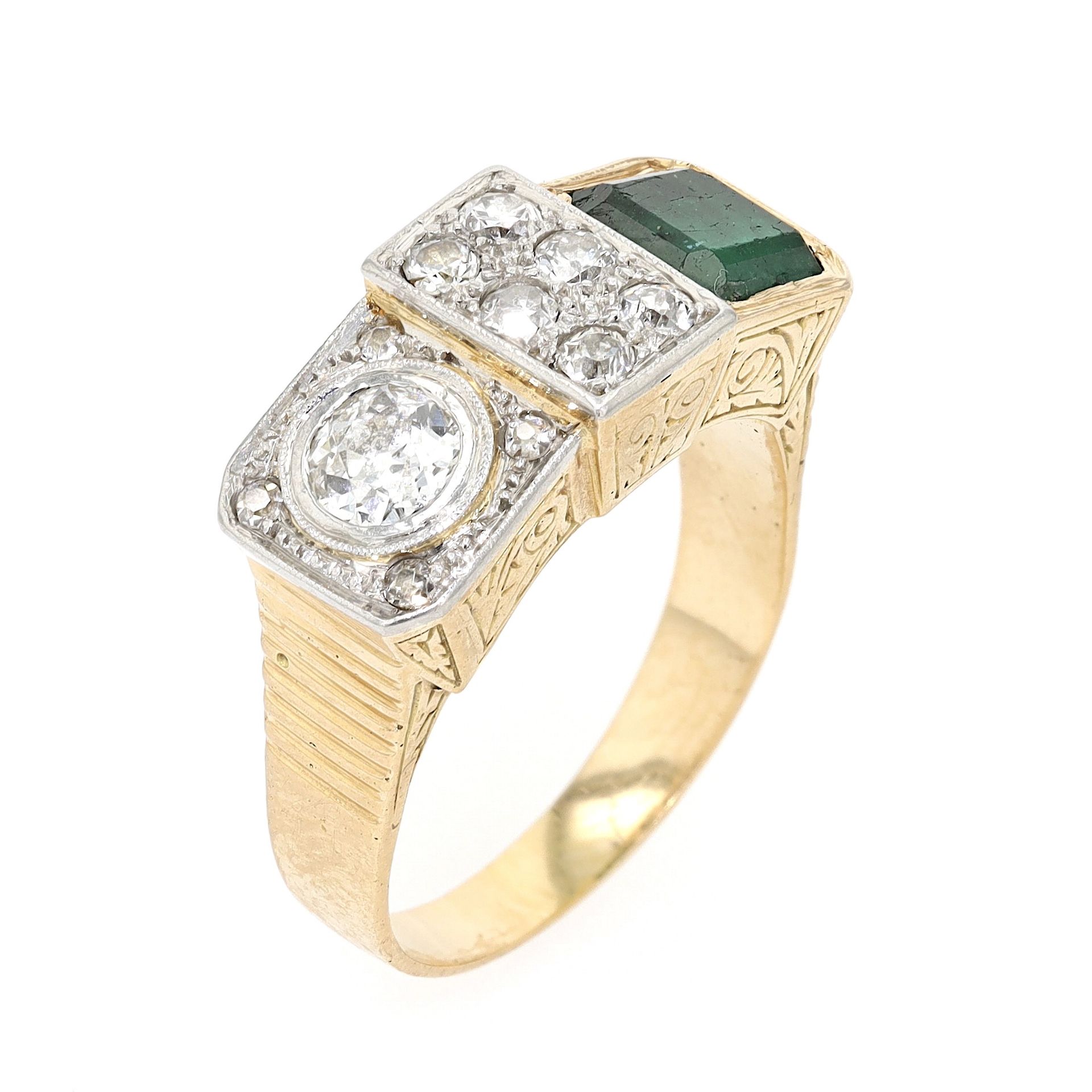 Ring 750 Gold, Diamanten, Smaragd - Bild 6 aus 6