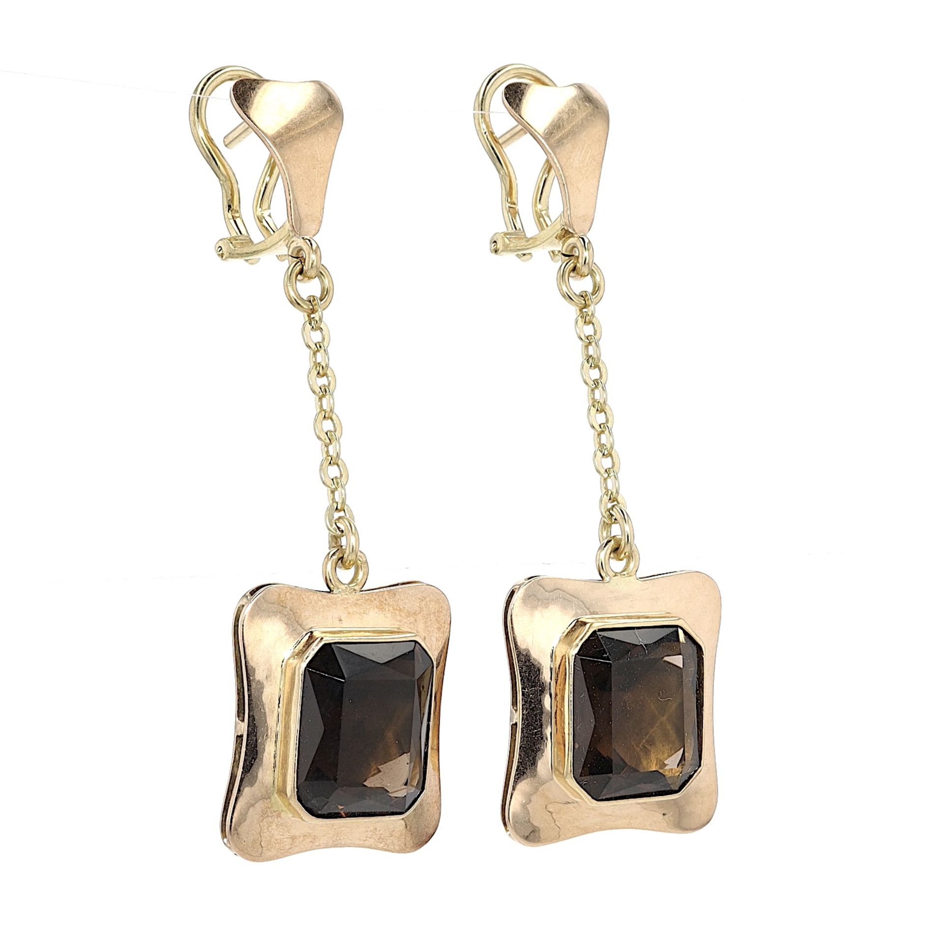 1 pair of 585 gold earrings with smoky quartz - Image 3 of 4