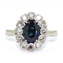 Ring 585, 1 blauer Saphir, Diamanten