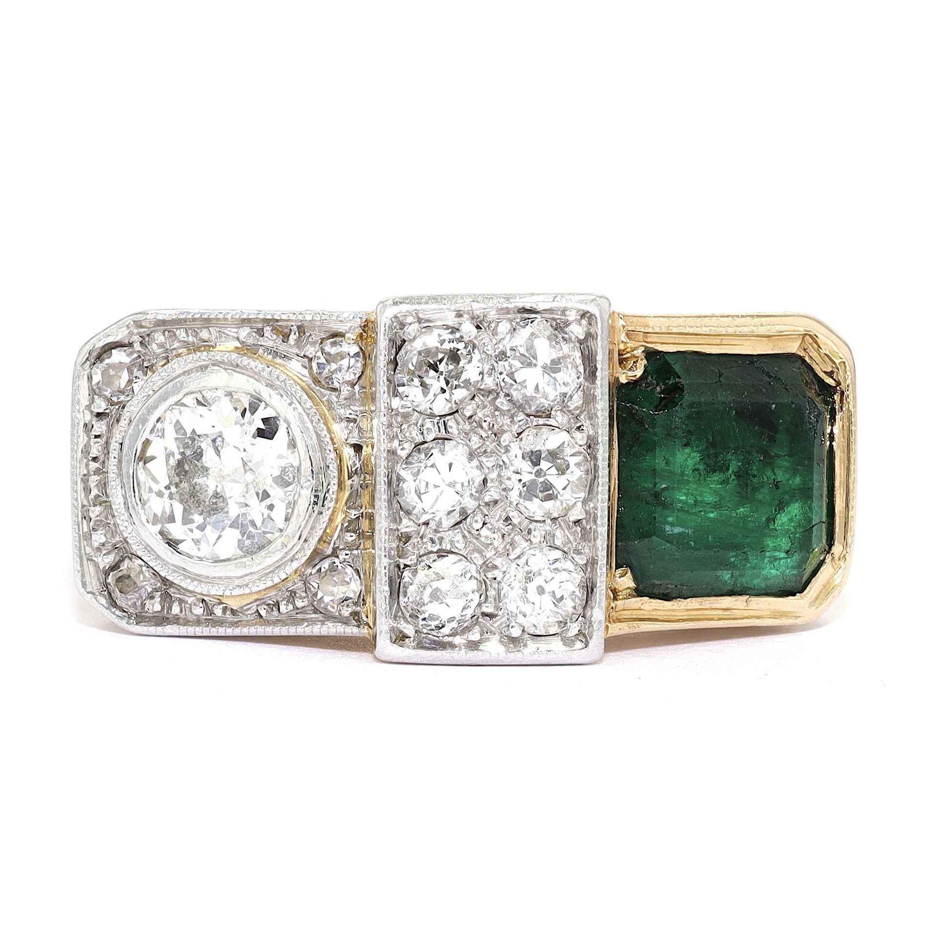 Ring 750 Gold, Diamanten, Smaragd