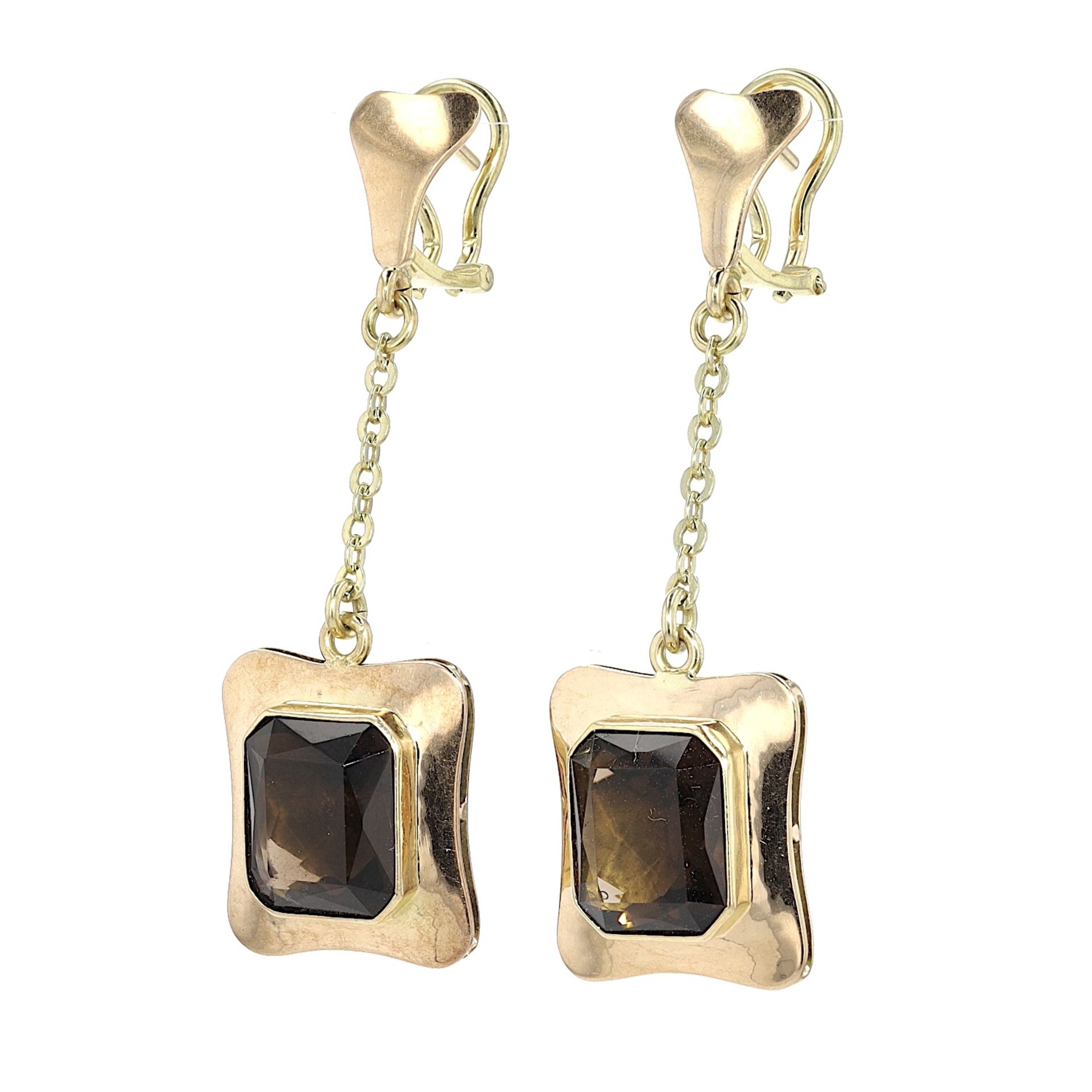 1 pair of 585 gold earrings with smoky quartz - Image 2 of 4