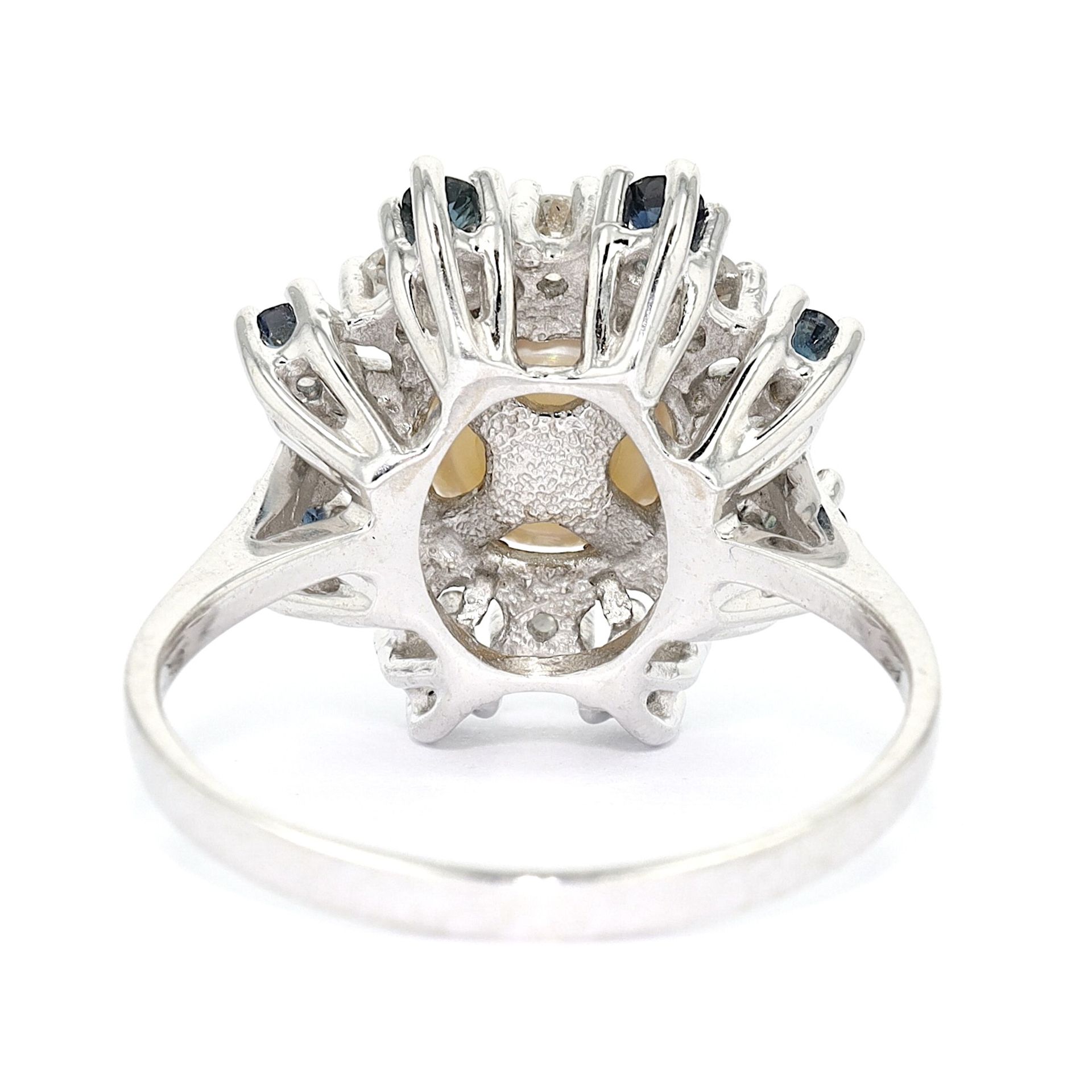 Ring 585 gold with cultured pearl, diamonds and sapphires - Image 5 of 6