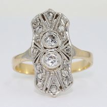 Ring ca. 585 platiniert mit Diamanten