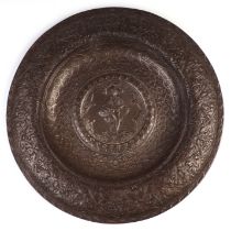 A 19th century historicist cast iron circular charger in the renaissance revival taste with