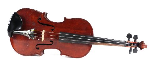 A two-piece back 'The Maidstone' violin by John G Murdoch & Co, in a pine case, 56cms long.