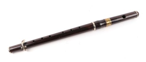 A 19th century single key rosewood fife or piccolo. 38cm long