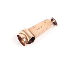 A 9ct gold and metal cigar or cheroot cutter, 6g.