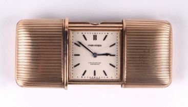 A 1960's Movado 9ct gold purse watch, the white dial with blued steel hands and signed '