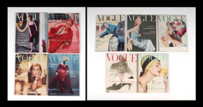 Original Vogue magazines 1957 - three issues, 9, 11 and 12; 1958 issues 3, 4, 5, 11, 12 and 13 (9).