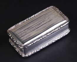 A George IV silver snuff box, Birmingham 1822, 6.5cms wide, 73g.