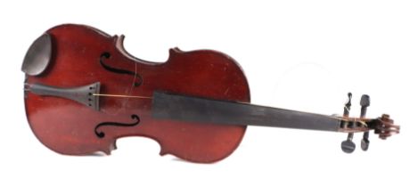 An early 20th century two-piece 14ins back violin, paper label 'J T L Geronimo Barnabetti', 59cms