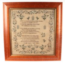 A William IV sampler decorated with a verse within a meandering foliate border by Joseph Sophia Cole