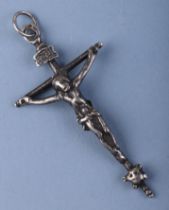 A continental white metal crucifix pendant, possibly 18th century, 8cms high.