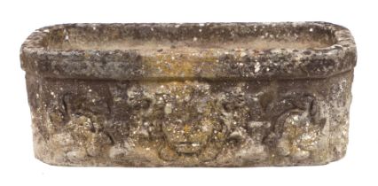 A well weathered reconstituted stone trough, 72cms wide.